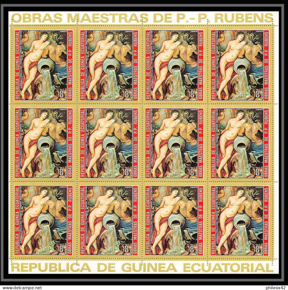 60008 neuf ** MNH mi N°285/291 1973 rubens Tableau (Painting) nus nude Guinée équatoriale guinea feuilles sheets