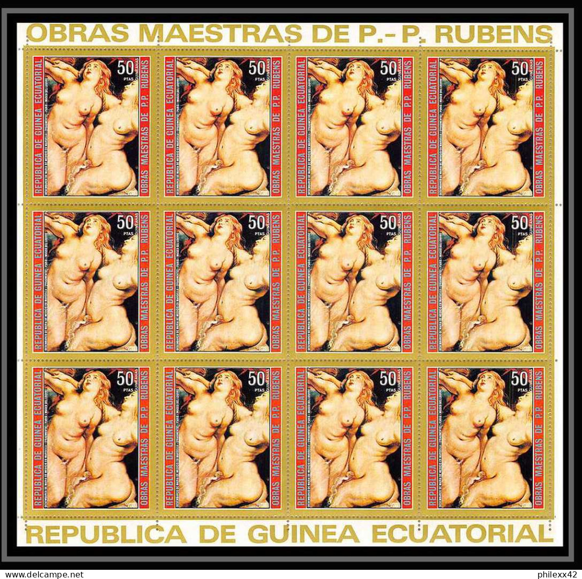 60008 neuf ** MNH mi N°285/291 1973 rubens Tableau (Painting) nus nude Guinée équatoriale guinea feuilles sheets