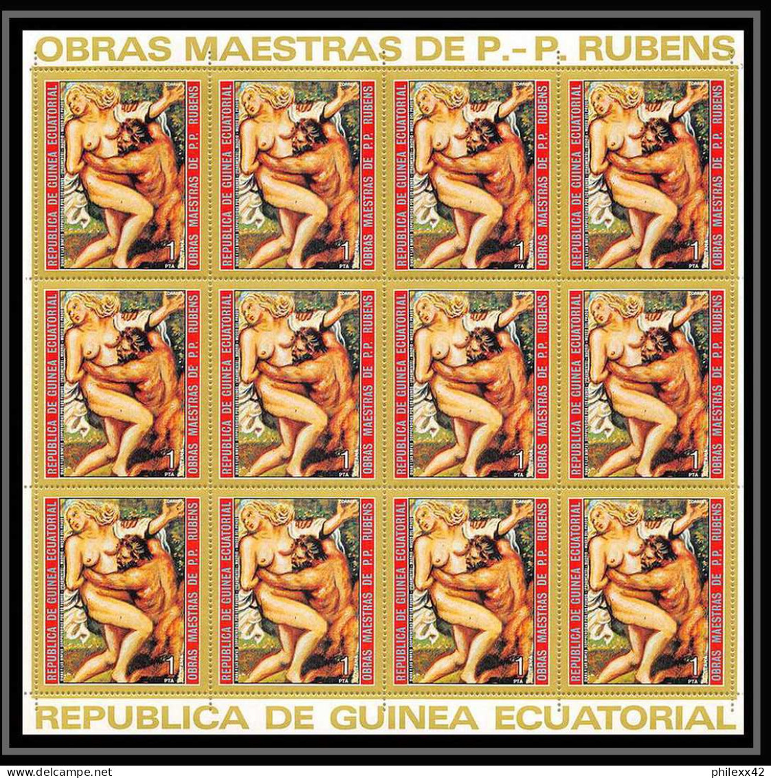 60008 neuf ** MNH mi N°285/291 1973 rubens Tableau (Painting) nus nude Guinée équatoriale guinea feuilles sheets