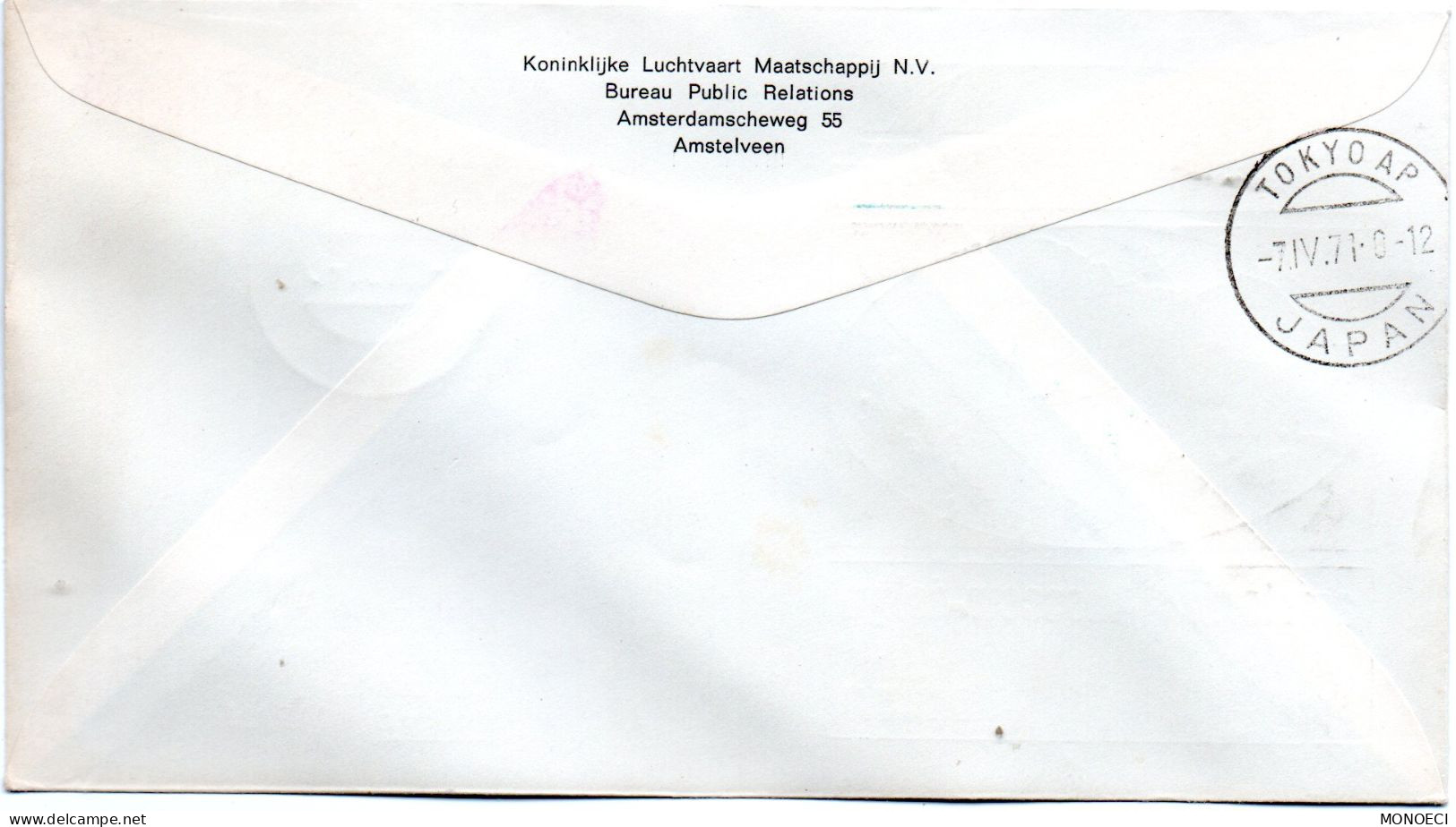 PAYS BAS -- Enveloppe -- First Scheduled Flight K.L.M.  Amsterdam - Moscow - Tokyo 6.4.1971 Pour Tokyo (Japon) - Storia Postale