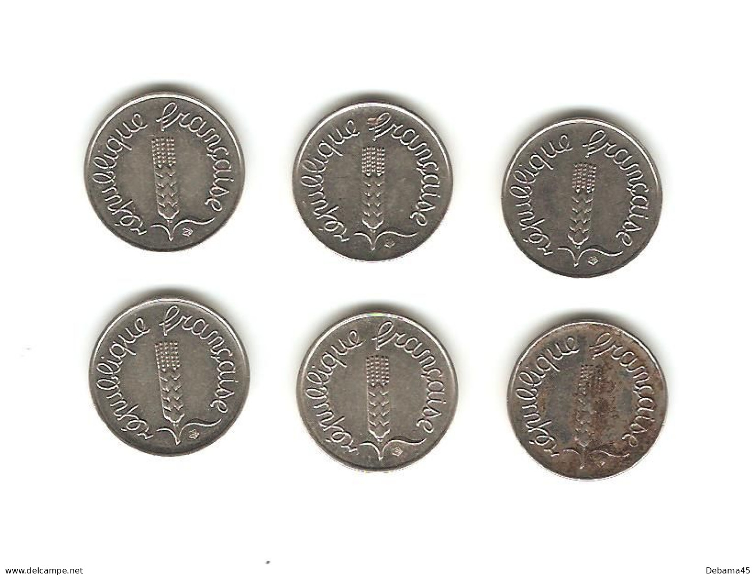 323/ France : 6 X 1 Centime : 1962 - 1964 - 1965 - 1967 - 1968 - 1970 - 1 Centime