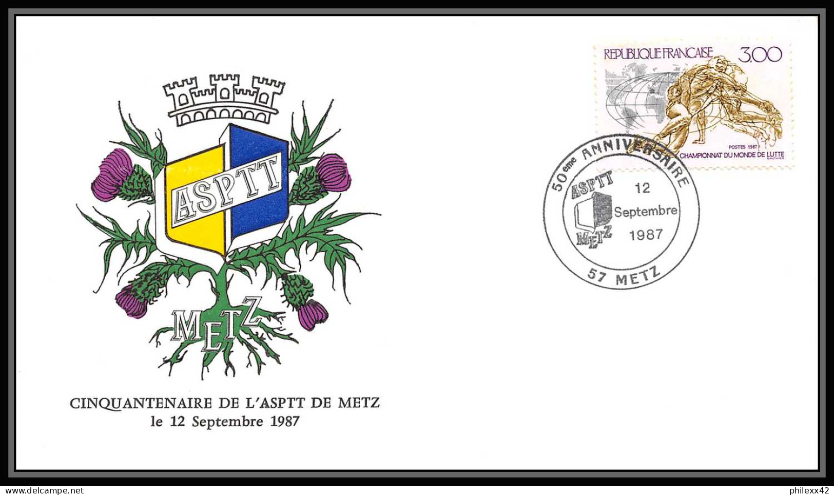 050 FRANCE Lettre (cover Briefe) Fdc (premier Jour) N°2482 Championnats Du Monde De Lutte, à Clermond-Ferrand. - Ringen