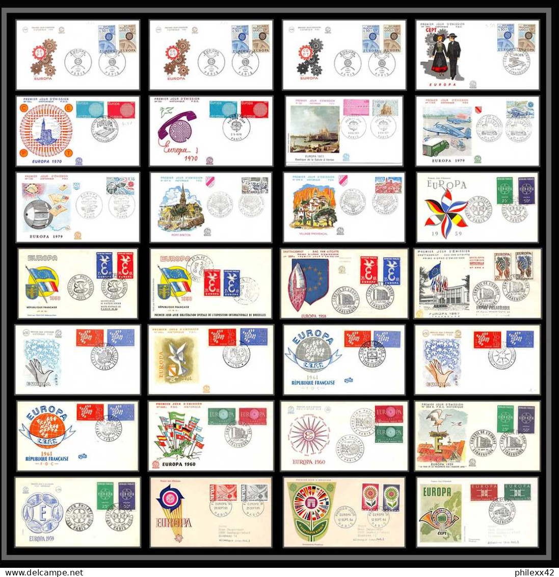 004 FRANCE Lettre (cover Briefe) Fdc (premier Jour) Europe Europa 1956 - 1970 Lot De 32 Enveloppes Différentes  - Sammlungen