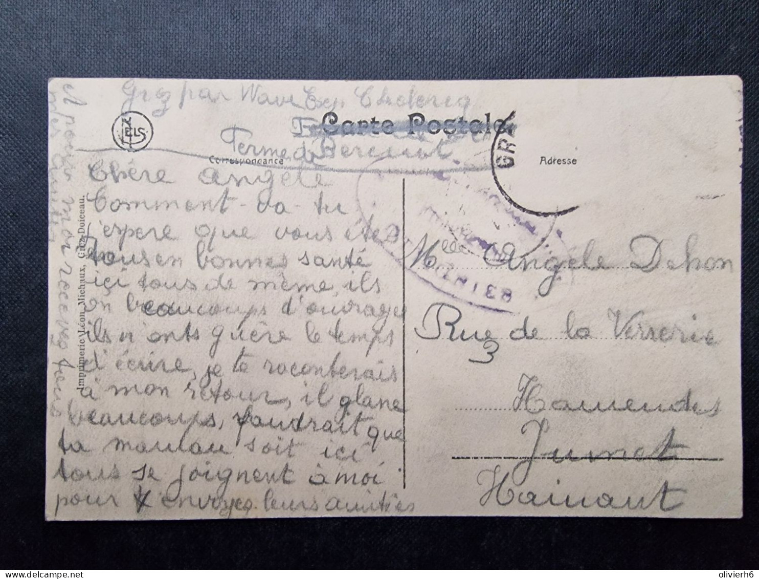 CP BELGIQUE (V1917) GREZ DOICEAU (3 Vues) Villa Sankuru Oblitération Allemande OTTIGNIES - Graven