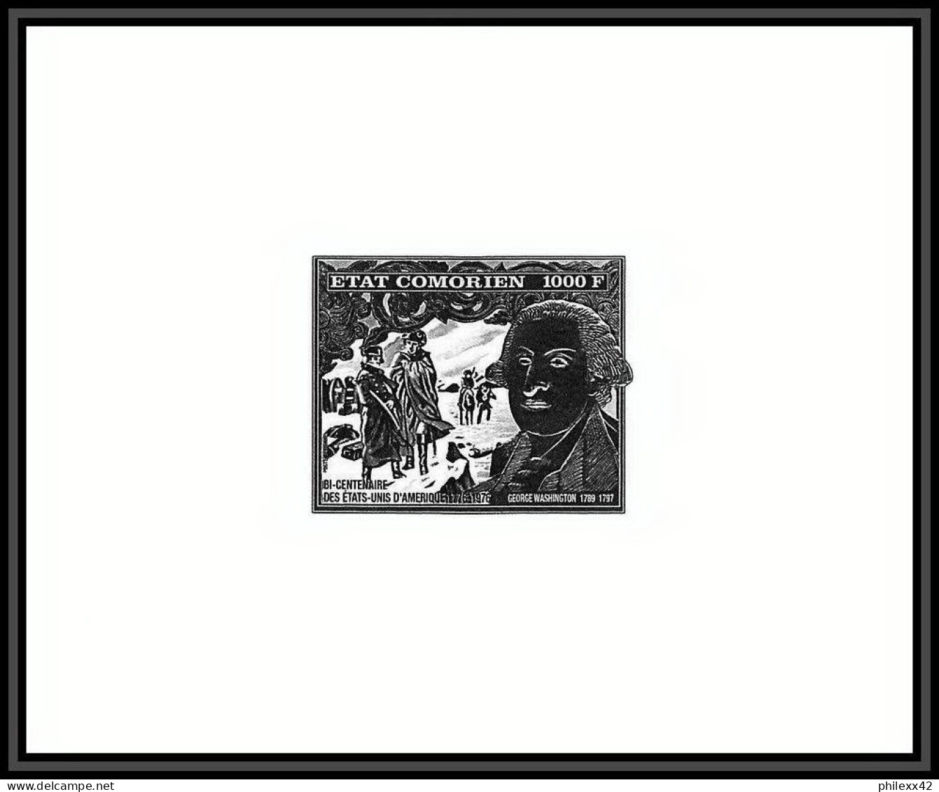 95272 N°264 USA Bi-centennial Washington 1976 Comores Etat Comorien Epreuve D'artiste Artist Proof Dark - Indipendenza Stati Uniti