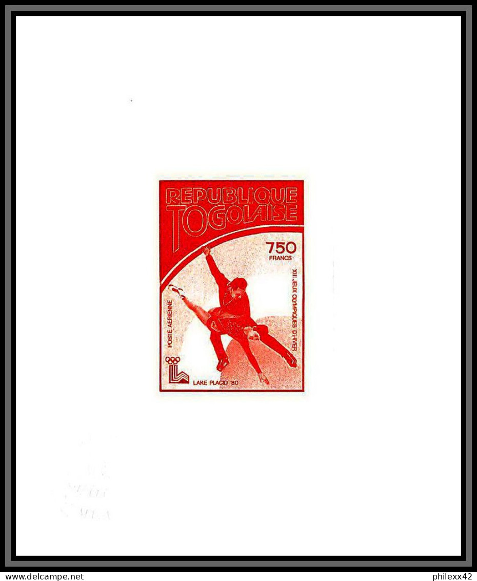 95329 N°153 Lake Placid Skating Jeux Olympiques Olympic Games 1980 Usa Togo Epreuve D'artiste Artist Proof Red - Pattinaggio Artistico