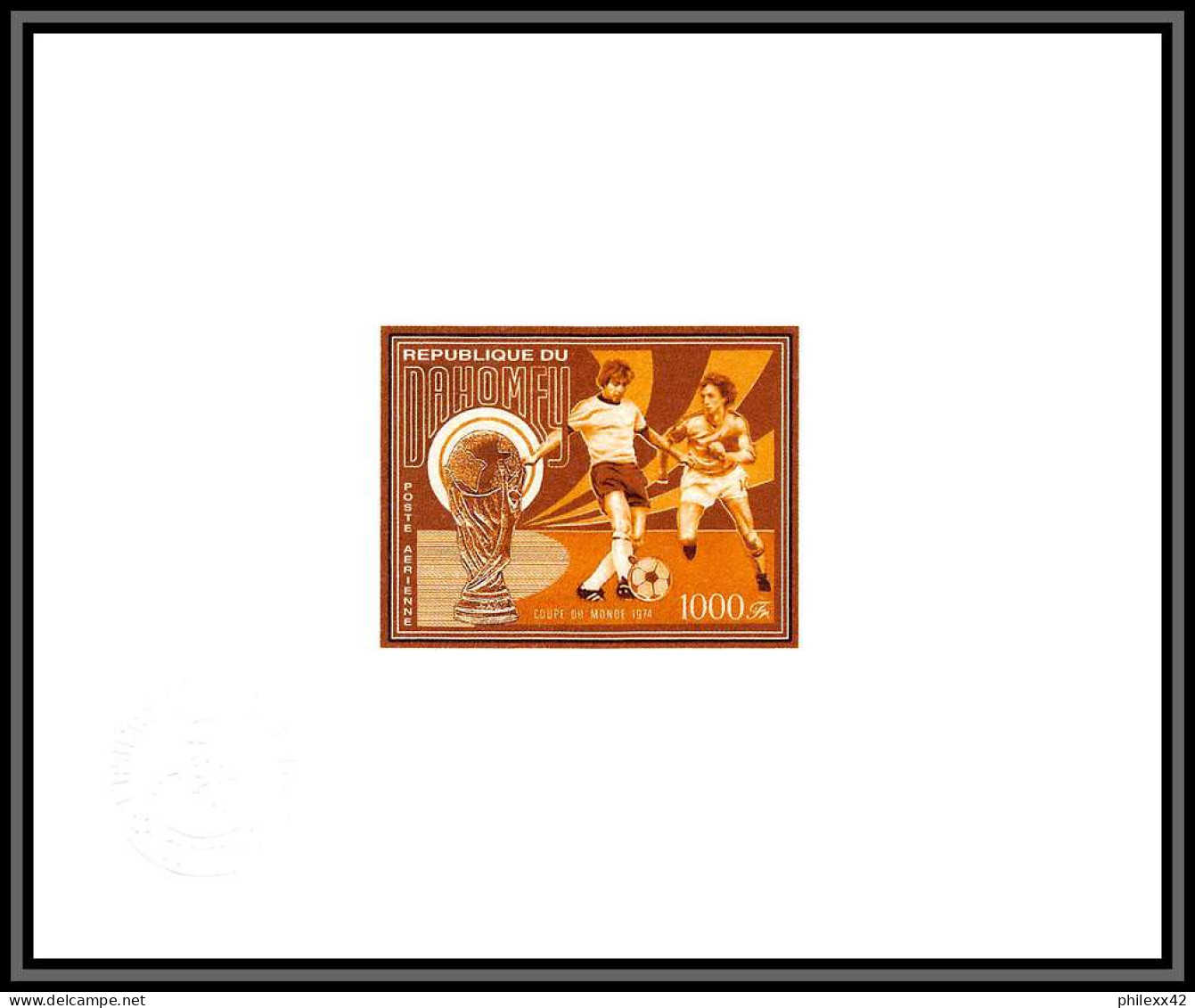 95620 N°586 Football Soccer World Cup Munich 1974 Dahomey Epreuve D'artiste Artist Proof Gold - 1974 – Allemagne Fédérale
