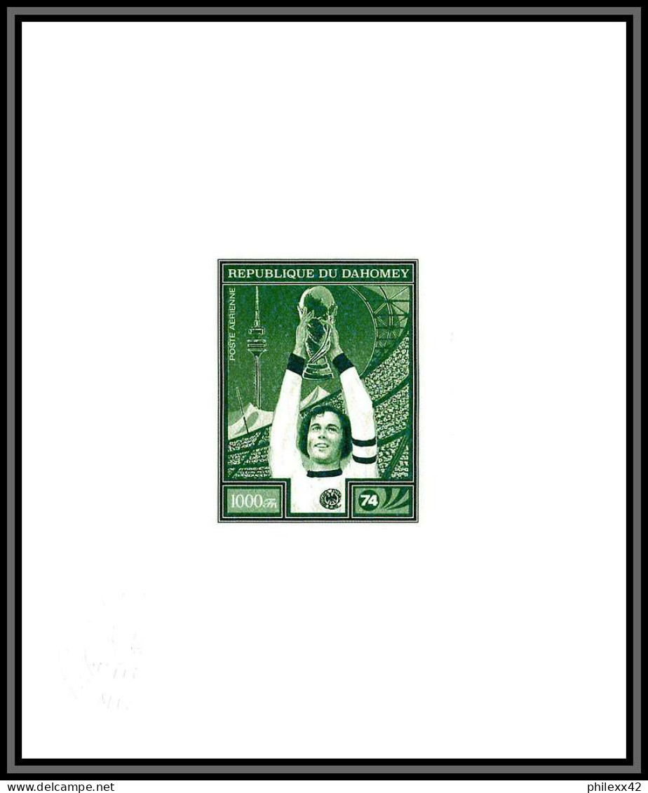 95651 N°55 Beckenbauer Football Soccer World Cup Munich 1974 Dahomey Epreuve D'artiste Artist Proof Green - 1974 – Alemania Occidental