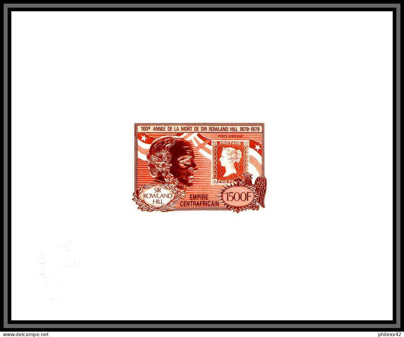 95840 N°47 Rowland HILL UPU Stamps On Stamps Centrafricaine Epreuve D'artiste Artist Proof Brown - Rowland Hill