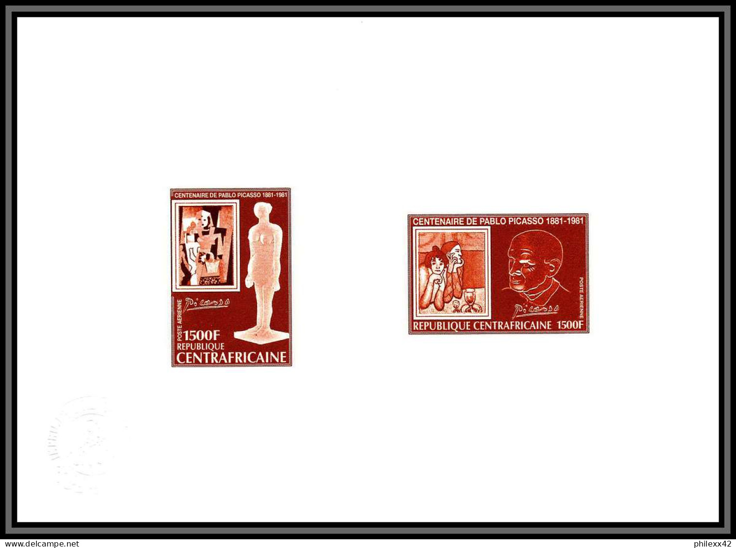 95991 N°133/748 Picasso Tableau Painting 1981 Centrafricaine Epreuve D'artiste Collective Artist Proof Brown - Picasso