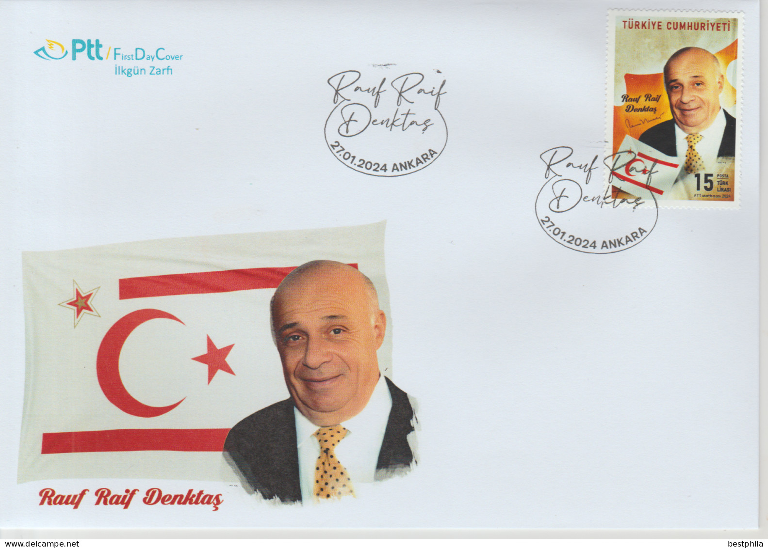 Turkey, Türkei - 2024 - 100th Anniversary Of Rauf Denktaş's Birth - FDC - Cartas & Documentos