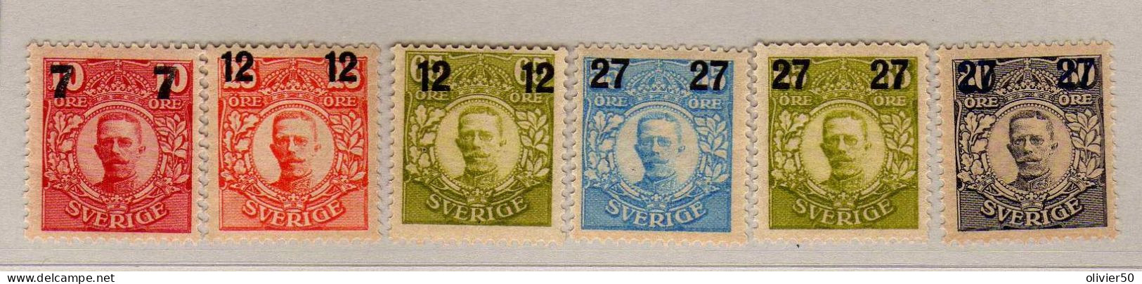Suede - (1918-19) -   Roi Gustave V Surcharges  -  Neufs** - MNH - Ongebruikt