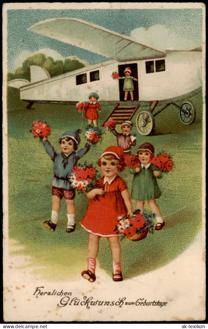 Glückwunsch Geburtstag Birthday Kinder Steigen Aus Flugzeug 1939 - Geburtstag