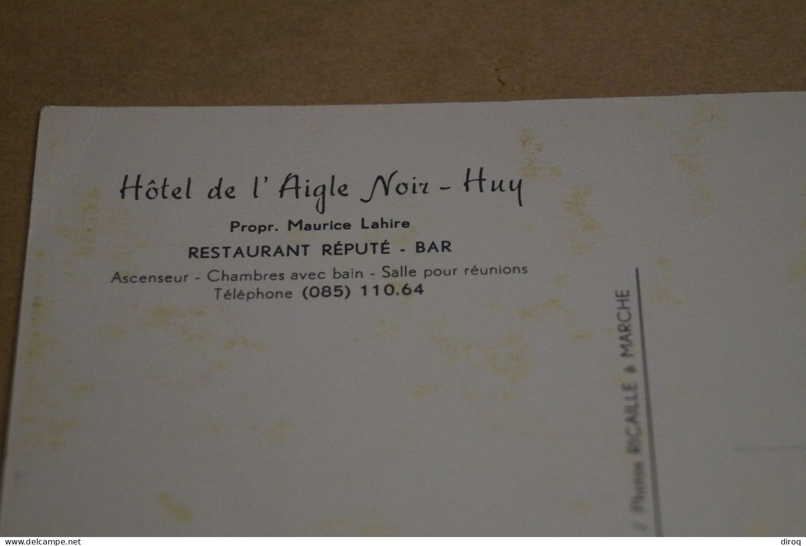 Belle Et Grande Ancienne Carte De Huy,hôtel L'Aigle Noir - Huy