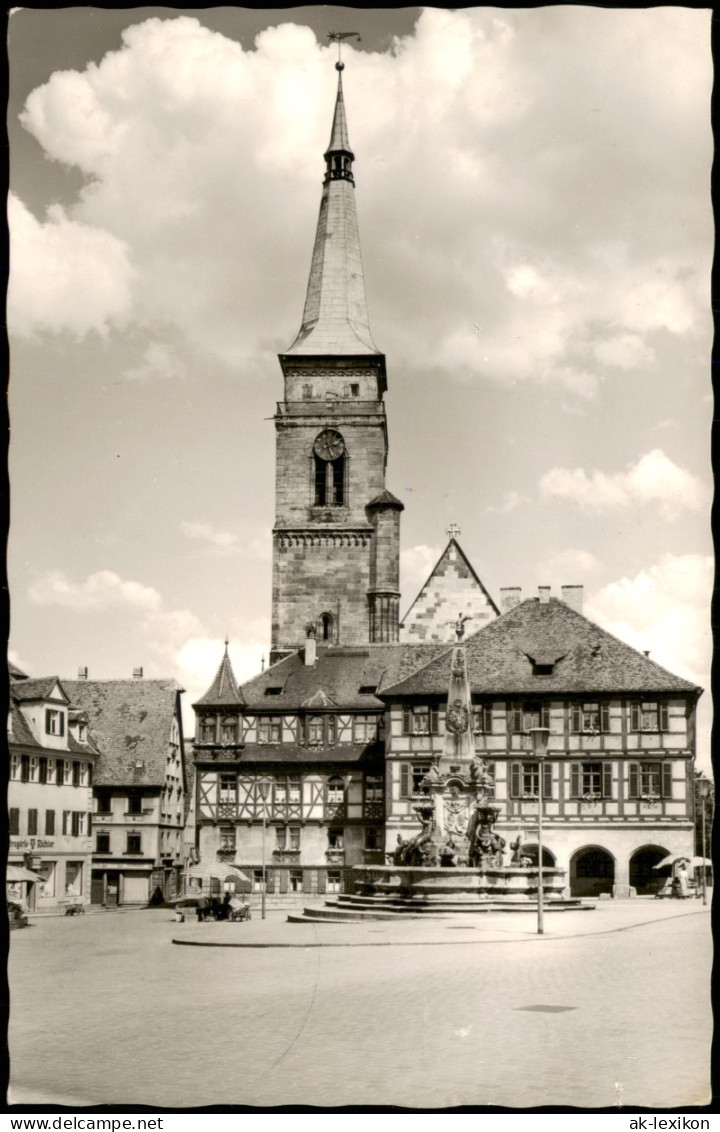 Ansichtskarte Schwabach Rathaus Und Schöner Brunnen 1958 - Schwabach