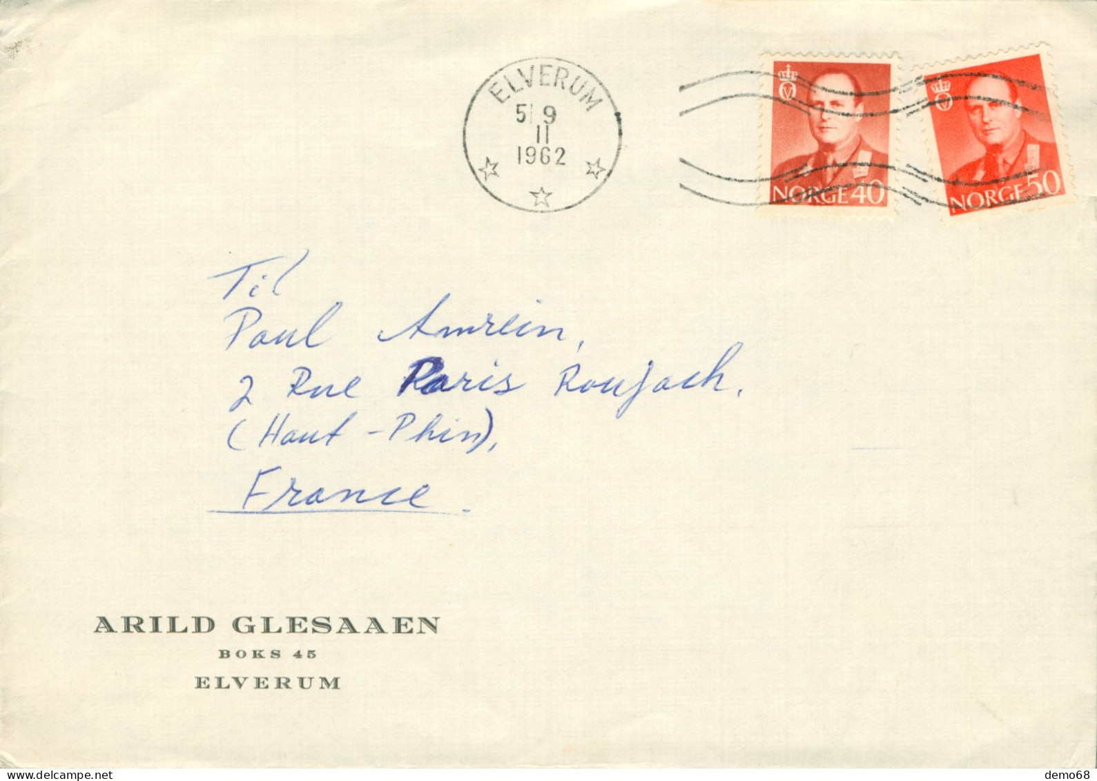 Norvège Norge 1962 Elverum Timbre Sur Enveloppe Bon état - Sonstige & Ohne Zuordnung