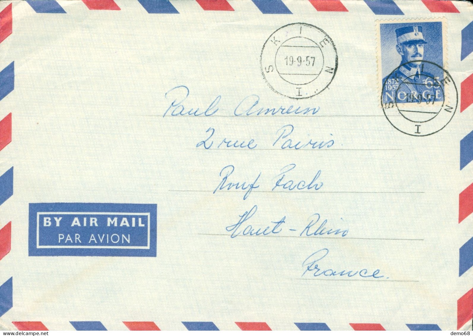 Norvège Norge 1957 Skien Par Avion Timbre Sur Enveloppe Bon état - Other & Unclassified