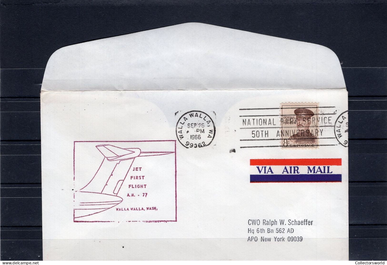 USA 1966 First Flight Cover Jet First Flight AM77 Walla Walla - Washington Purple Ink - Event Covers