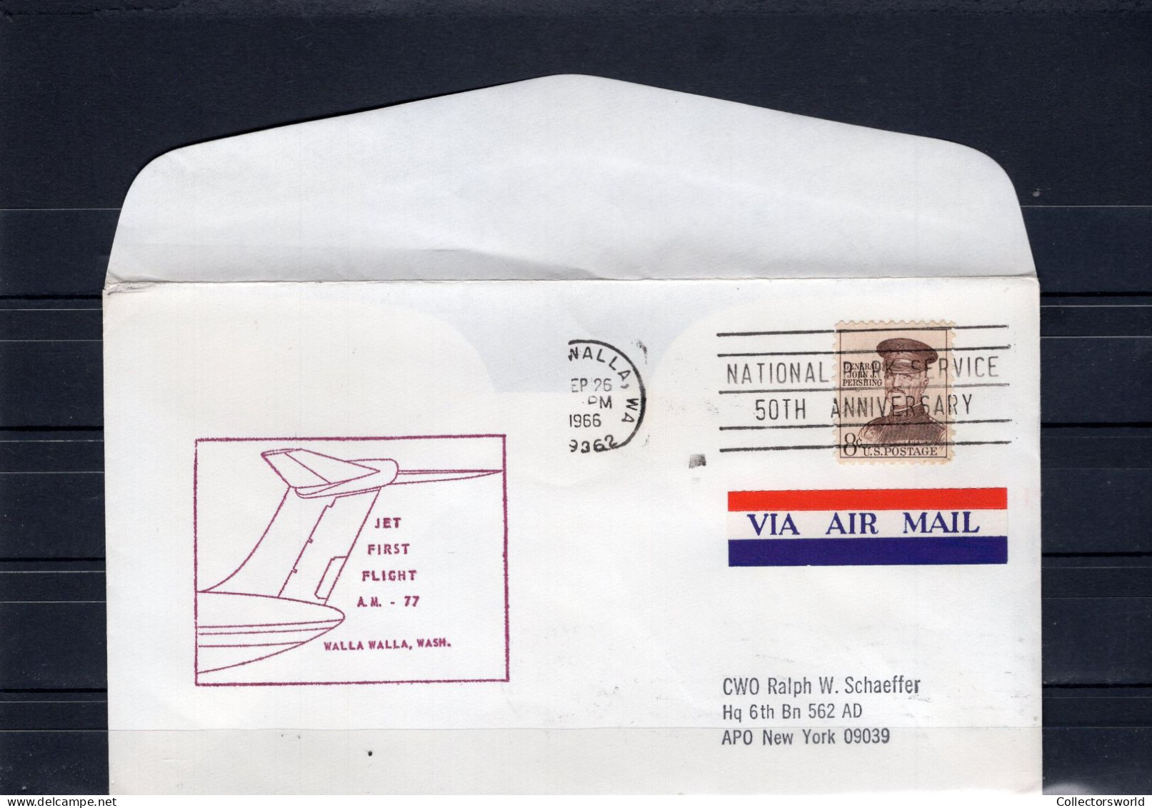 USA 1966 First Flight Cover Jet First Flight AM77 Walla Walla - Washington Purple Ink - Event Covers