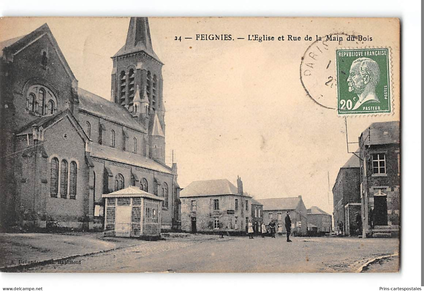 CPA 59 Feignies église Et Rue De La Main Du Bois - Feignies