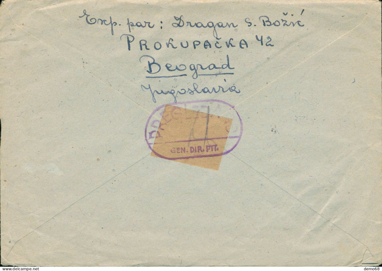 Serbie  Jugoslavija  Beograd 1959  Timbre Sur Enveloppe Bon état + Tampon Vérification Directeur Général Des PTT - Serbia