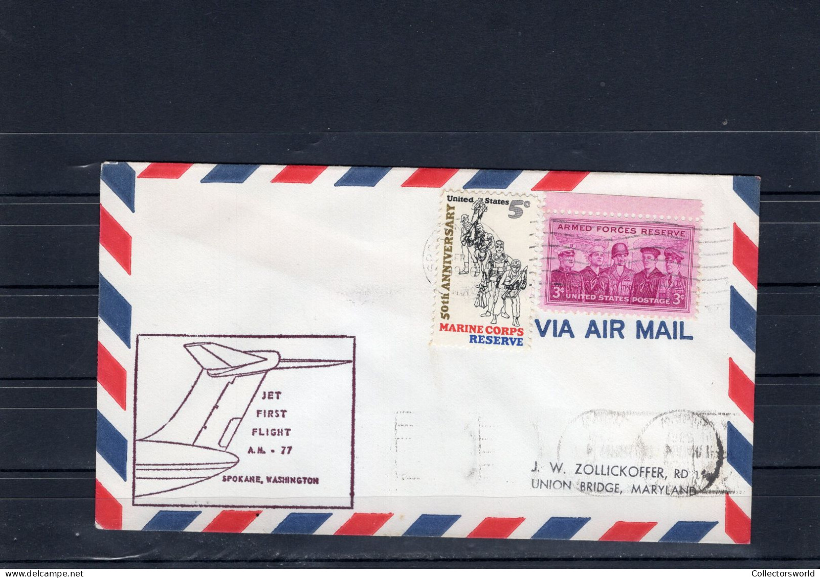 USA 1966 First Flight Cover Jet First Flight AM77 Spokane - Washington Purple Ink - Schmuck-FDC