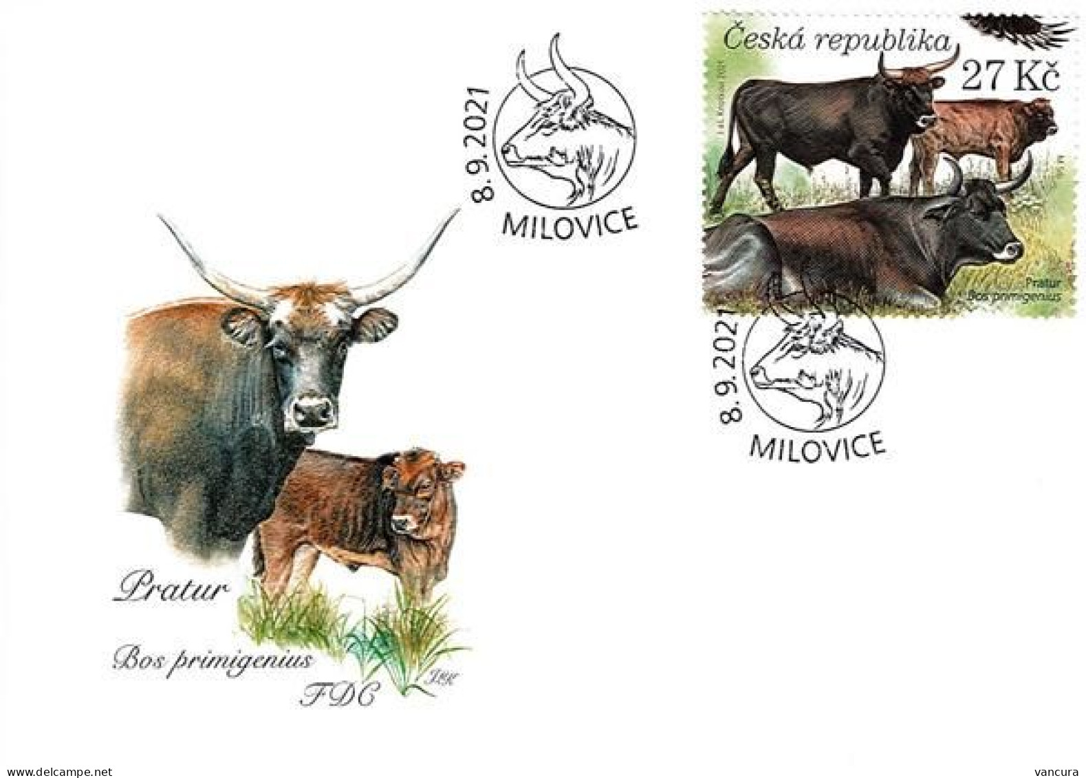 FDC 1128 Czech Republic Milovice 2021 Bos Primigenius - Cows