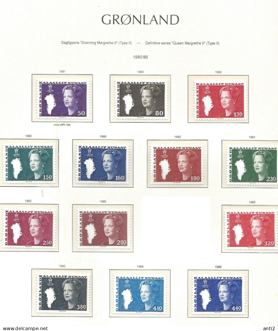 Greenland  1980-1989 Margrethe II   13 Different Stamps,   MNH(**) - Colecciones & Series
