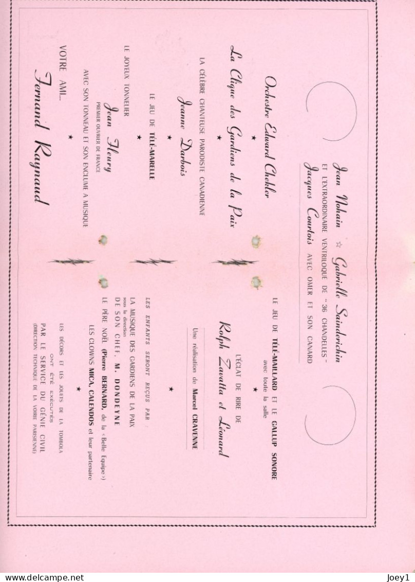 1 Ensemble de Programme del' Arbre de Noel del'Hotel de ville de Paris de 1947 à 1968