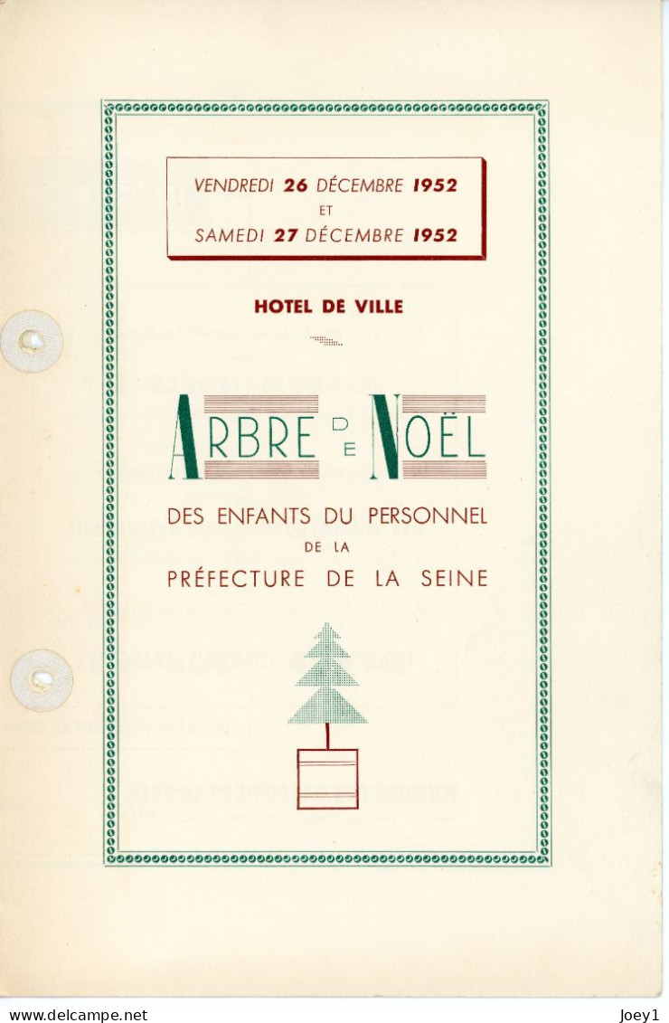 1 Ensemble de Programme del' Arbre de Noel del'Hotel de ville de Paris de 1947 à 1968