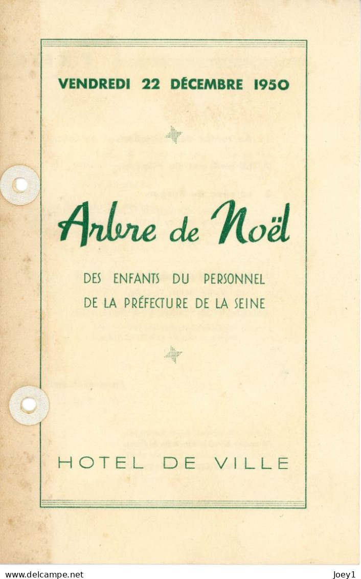 1 Ensemble de Programme del' Arbre de Noel del'Hotel de ville de Paris de 1947 à 1968