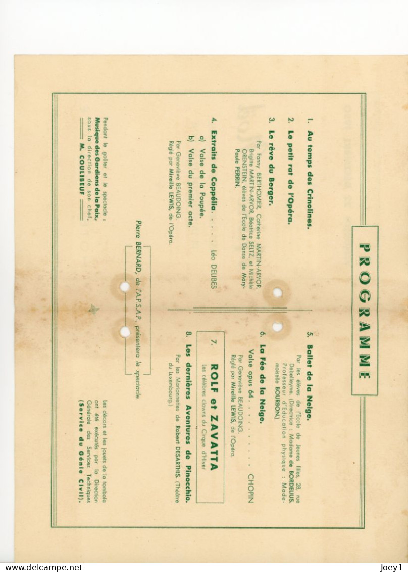 1 Ensemble de Programme del' Arbre de Noel del'Hotel de ville de Paris de 1947 à 1968