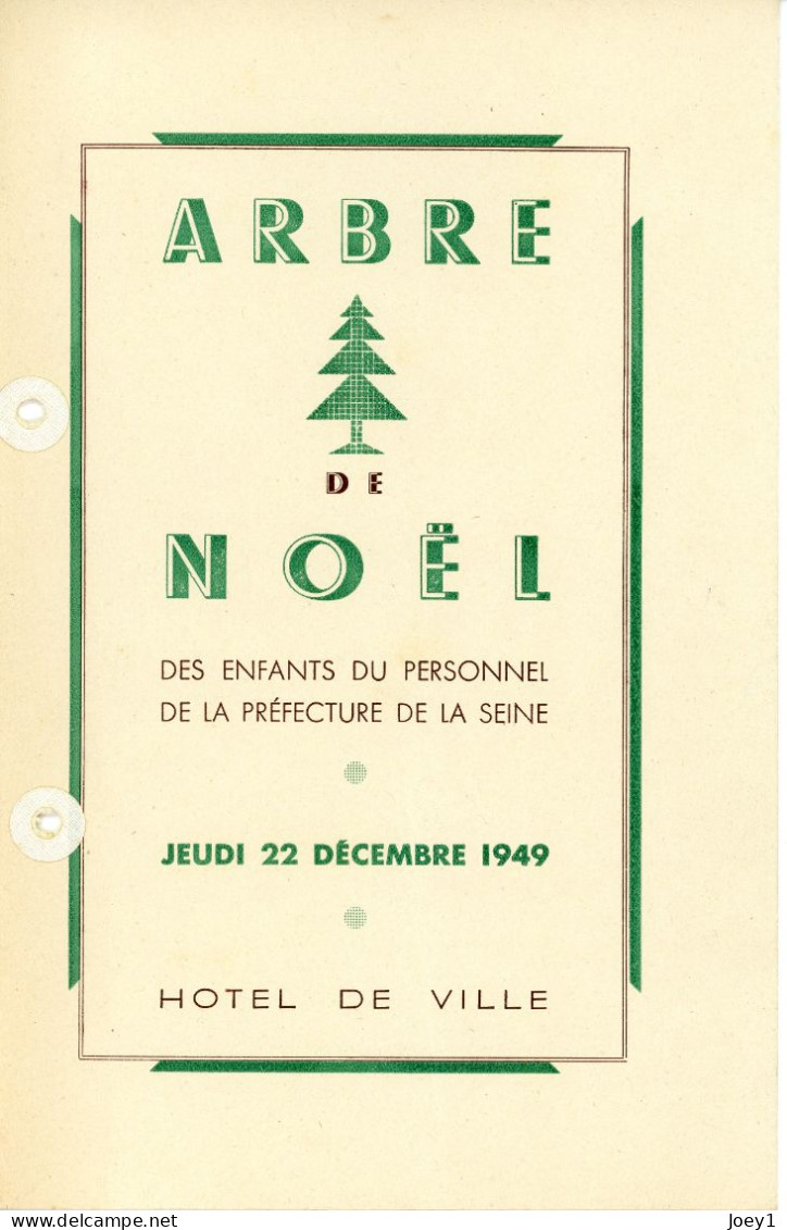 1 Ensemble de Programme del' Arbre de Noel del'Hotel de ville de Paris de 1947 à 1968