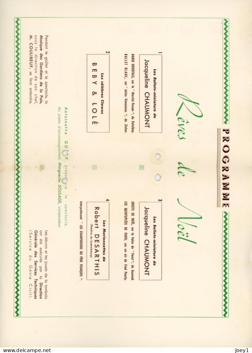 1 Ensemble de Programme del' Arbre de Noel del'Hotel de ville de Paris de 1947 à 1968