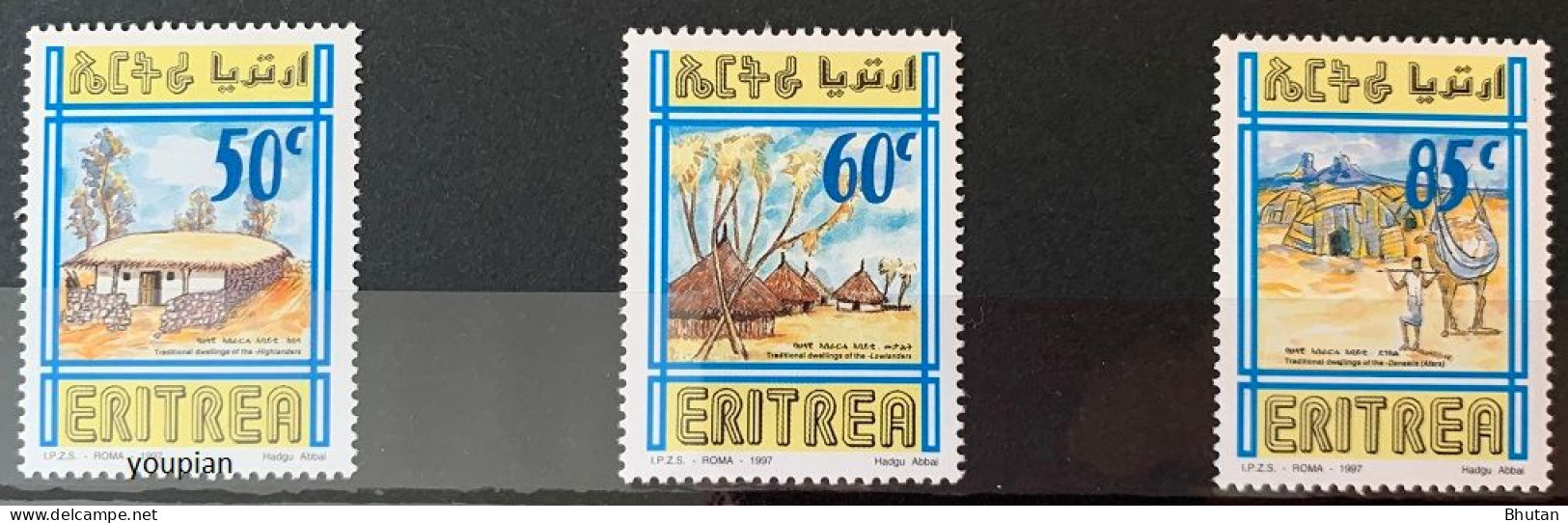 Eritrea 1997, Traditional Houses, MNH Stamps Strip - Eritrea
