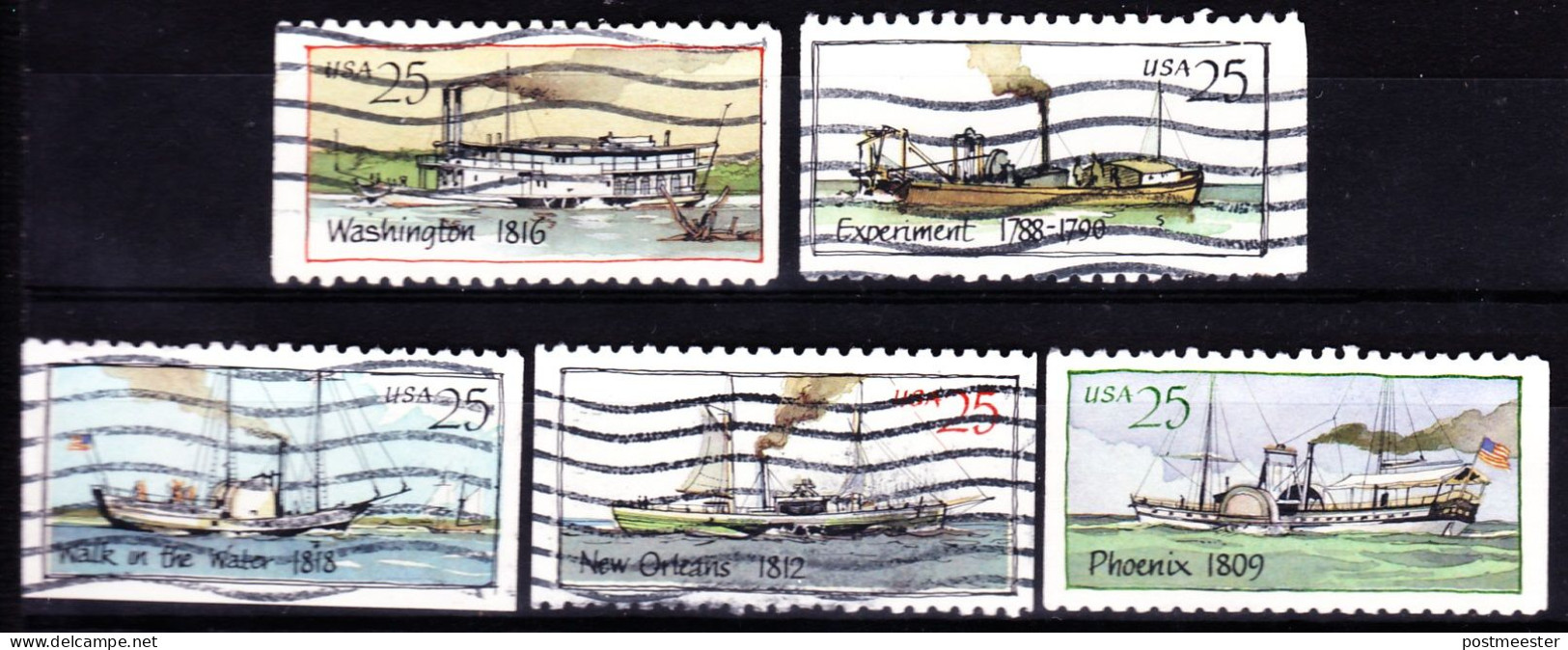 USA 1989  Steamboats: Scott # 2405 - 2409    Yvert 1854 - 1858 Complete Serie - Gebraucht