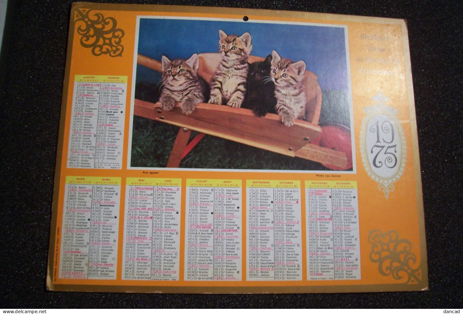 CALENDRIER  - Service DE Nettoiement. 1975 - CHATONS  - CHATS - Formato Grande : 1971-80