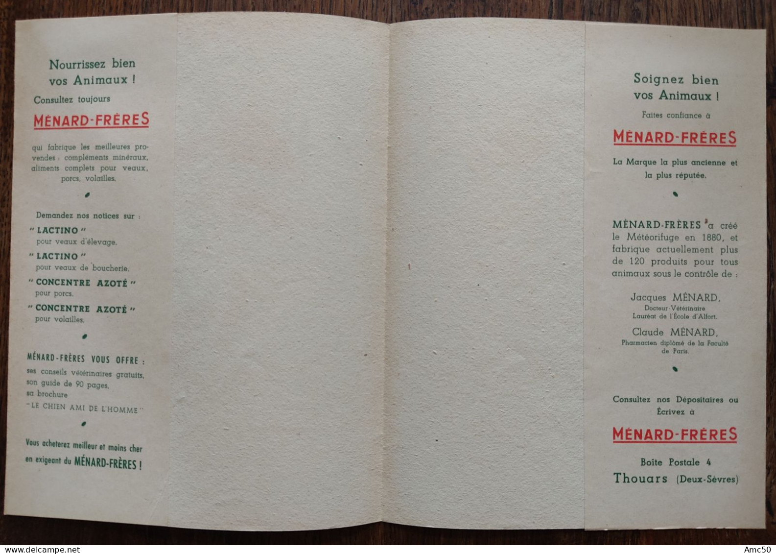 Protège Cahier Ménard-Frères 79 Thouars Produits Vétérinaires Vers 1960 - Omslagen Van Boeken