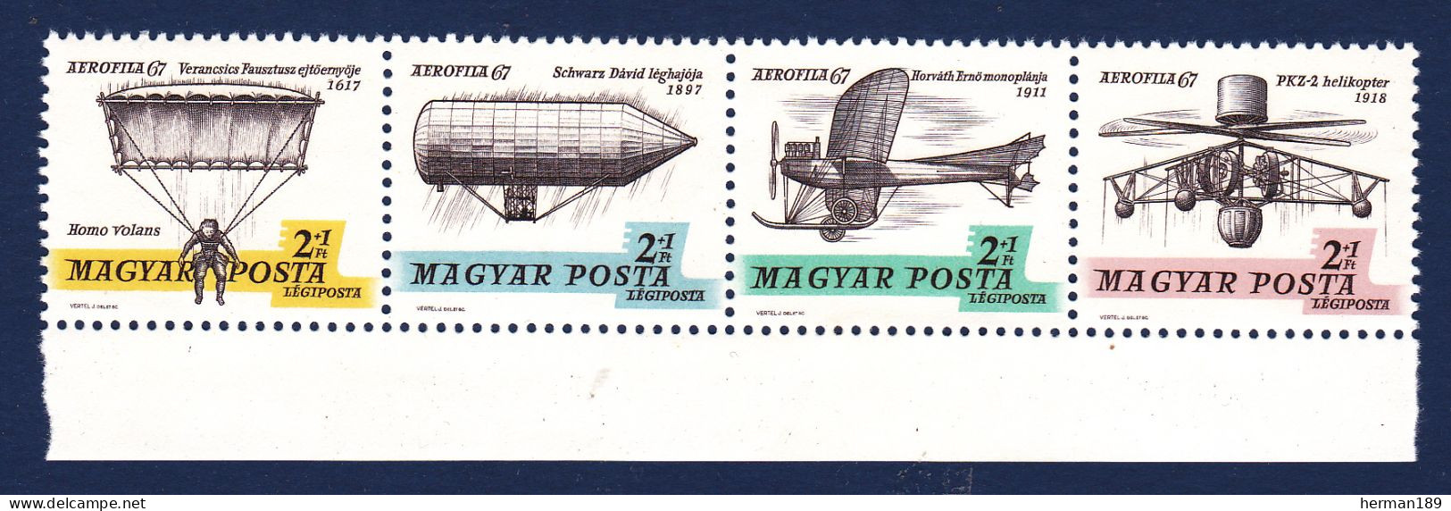 HONGRIE AERIENS N°  292 à 295 ** MNH Neufs Sans Charnière, TB (D6461) Exposition Aérophilatélique - 1967 - Nuovi