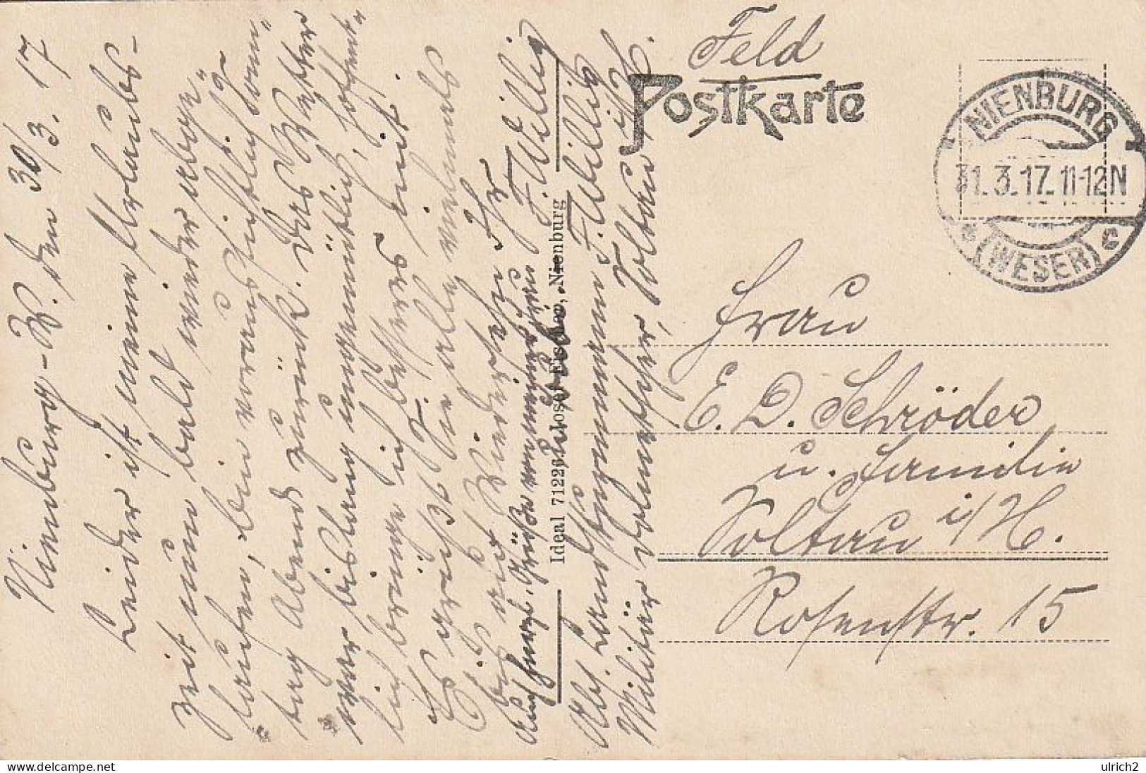 AK Nienburg An Der Weser - Rathauspanorama - Feldpost 1917  (67409) - Nienburg