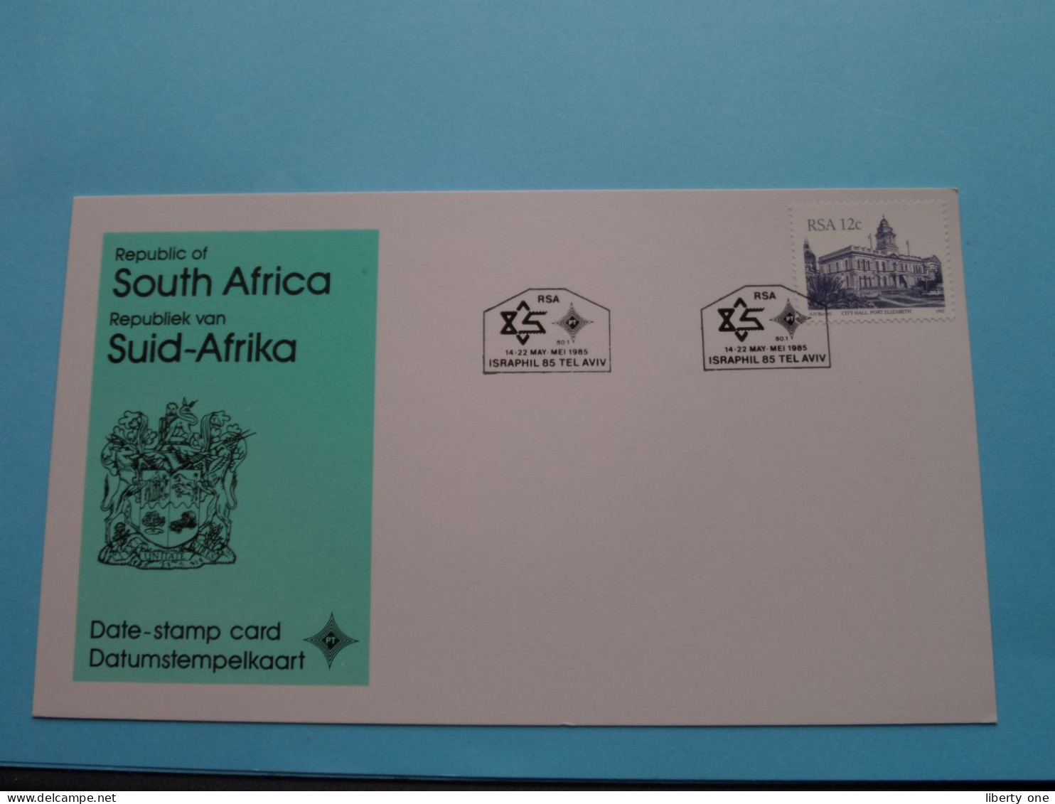 RSA Republic Of SOUTH AFRICA / SUID-AFRIKA 1985 ISRAPHIL Tel Aviv ( Date-stamp Card > Voir / See SCAN ) Blanco Rug ! - Sonstige & Ohne Zuordnung