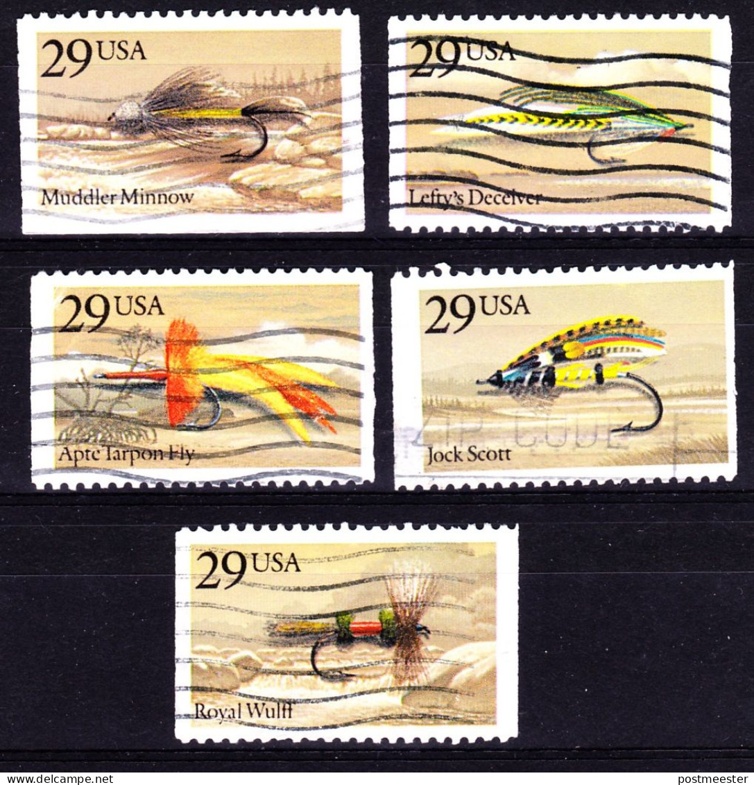 USA 1991  Fishing Flies: Scott # 2545 Tem 2549   Complete Serie - Used Stamps