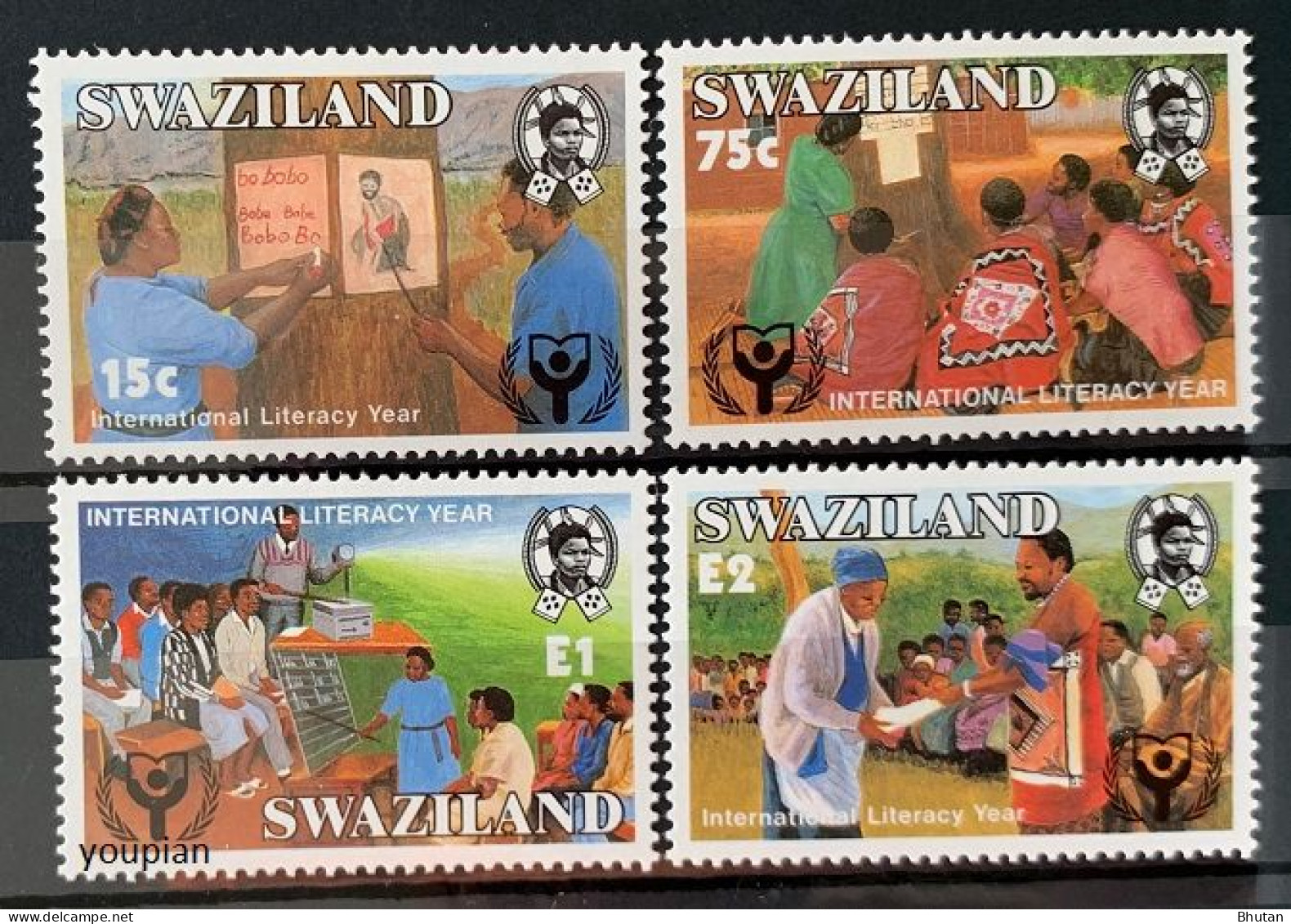 Swaziland (Eswatini) 1990, International Year Of Alphabetization, MNH Stamps Set - Swaziland (1968-...)