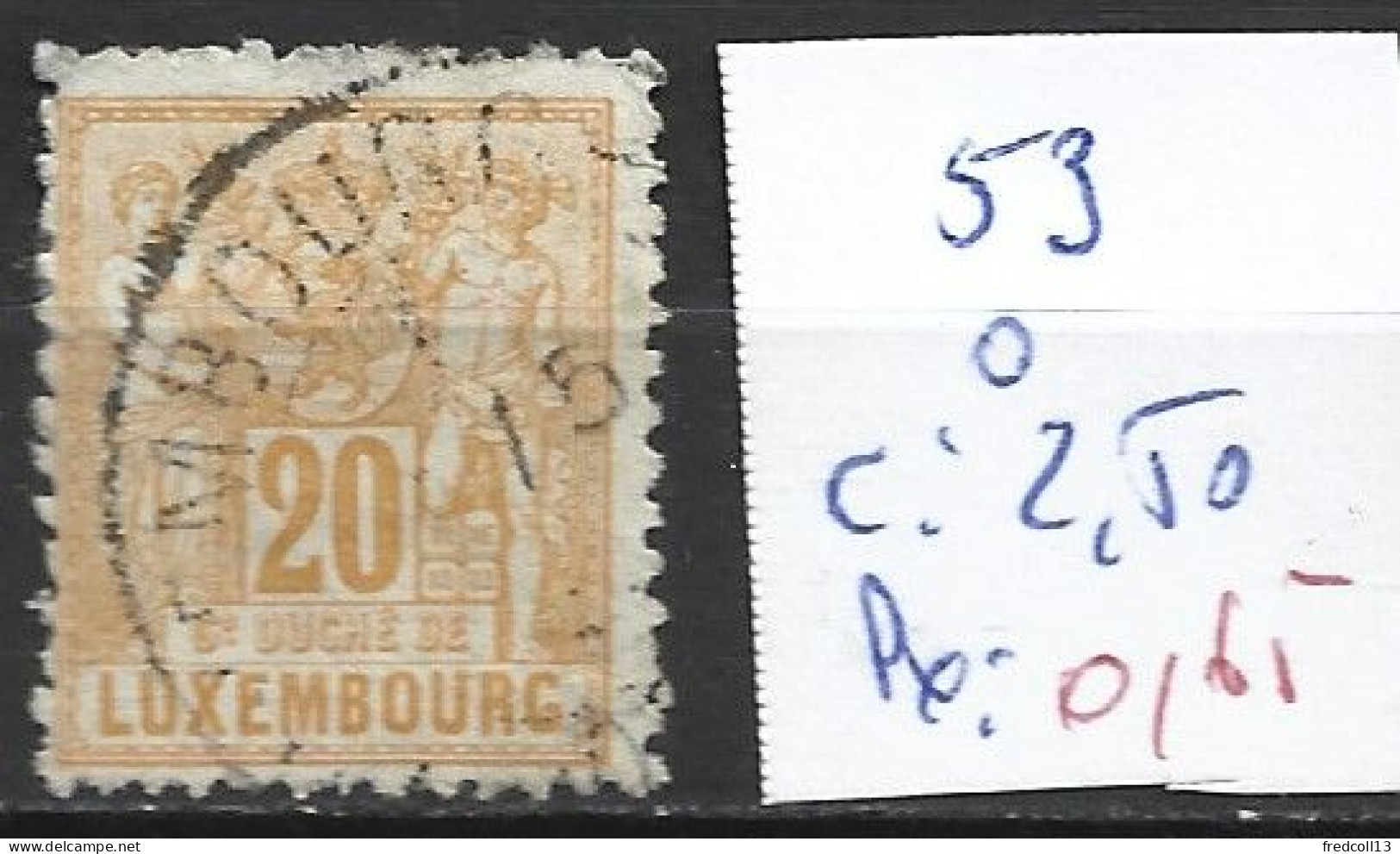 LUXEMBOURG 53 Oblitéré Côte 2.50 € - 1882 Allégorie