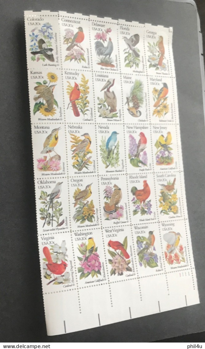 1960 USA Birds MNH 4 Sheets Face $40 In Half Fold Also Slight Creases On Few Stamps - Piciformes (pájaros Carpinteros)