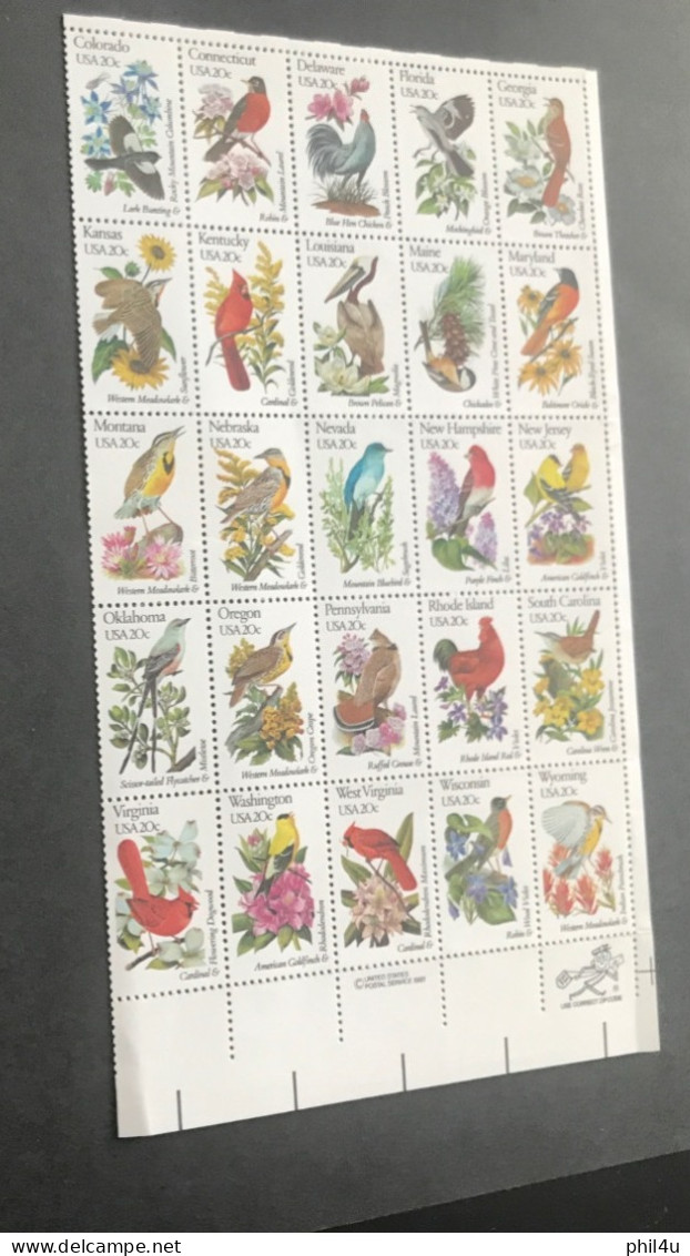 1960 USA Birds MNH 4 sheets face $40 in half fold also slight creases on few stamps