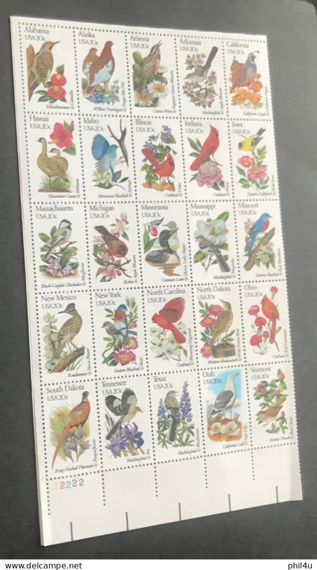 1960 USA Birds MNH 4 sheets face $40 in half fold also slight creases on few stamps