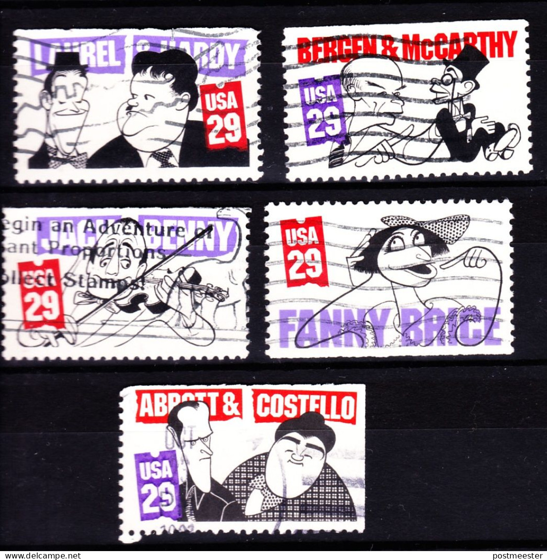 USA 1991  Comedians: Scott # 2562 Tem 2566   Complete Serie - Used Stamps