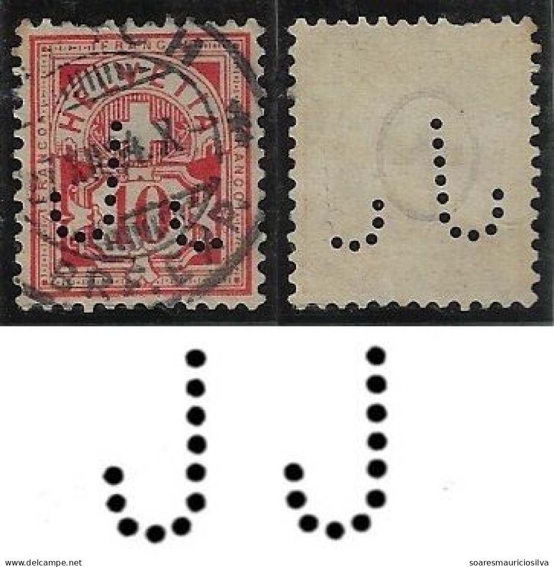 Switzerland 1901/1922 Stamp With Perfin JJ By J. Jäggli Centralhof Zurich Lochung Perfore - Perfin