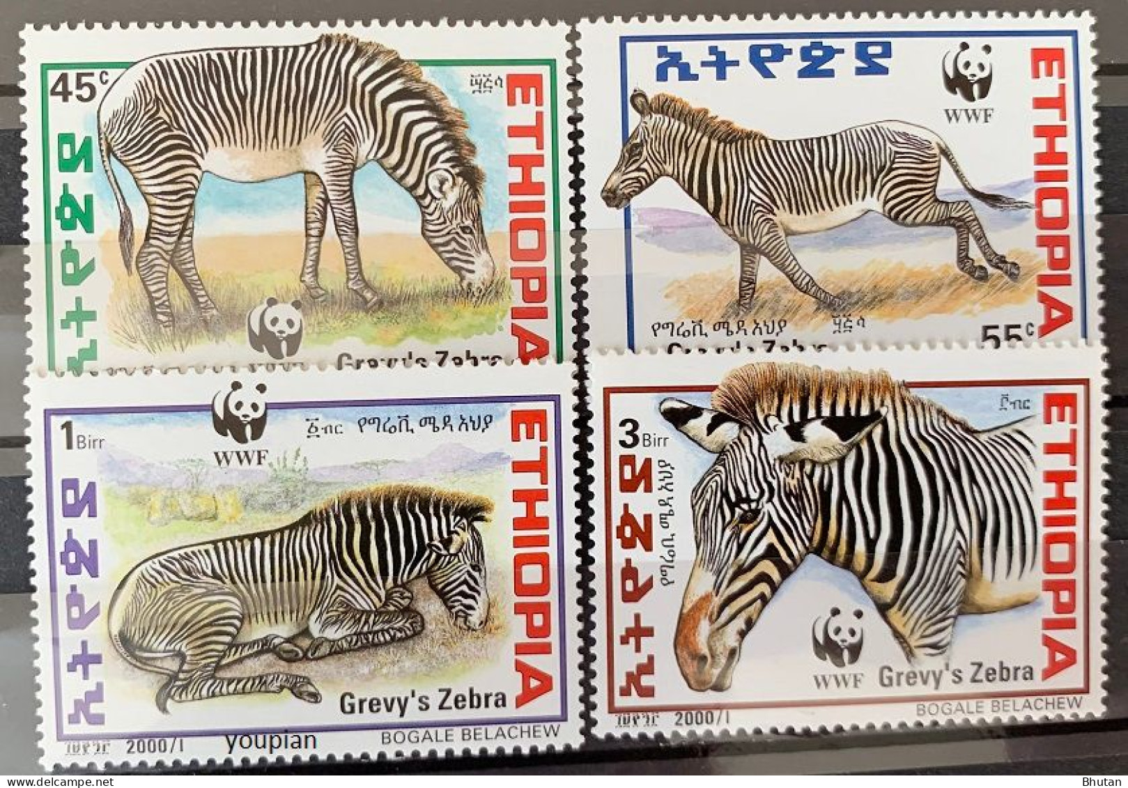 Ethiopia 2001, WWF - Grevy Zebra, MNH Stamps Set - Etiopia